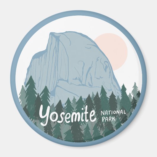 Nationaal park Yosemite Half Dome Blue Magneet (Voorkant)