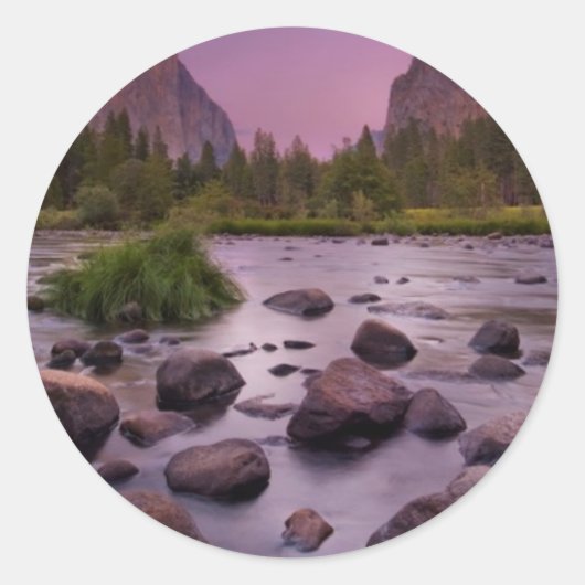 Nationaal park Yosemite in Dusk Ronde Sticker (Voorkant)