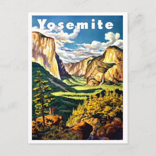 Nationaal park Yosemite, oud poster voor reizen Briefkaart (Voorkant)