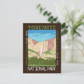 Nationaal park Yosemite Waterfall Distress Retro Briefkaart (Staand voorkant)