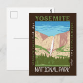 Nationaal park Yosemite Waterfall Distress Retro Briefkaart (Voorkant / Achterkant)