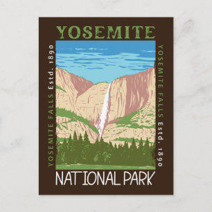 Nationaal park Yosemite Waterfall Distress Retro Briefkaart