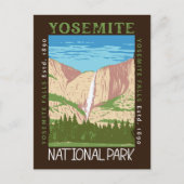 Nationaal park Yosemite Waterfall Distress Retro Briefkaart (Voorkant)