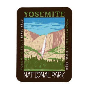 Nationaal park Yosemite Waterfall Distress Retro Magneet