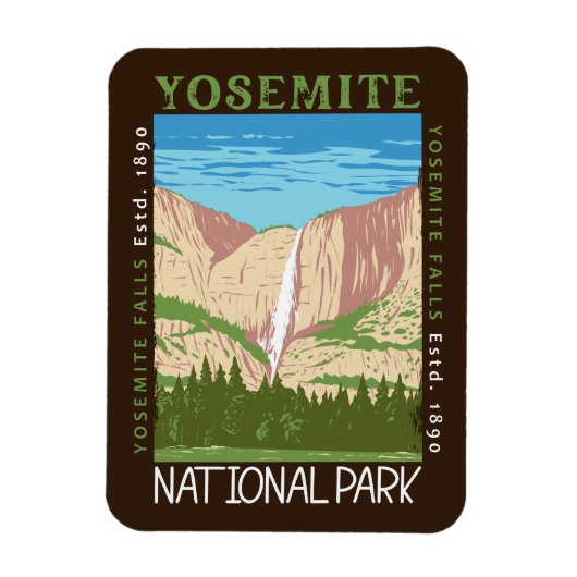 Nationaal park Yosemite Waterfall Distress Retro Magneet (Verticaal)