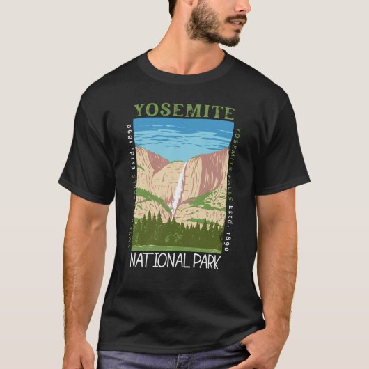 Nationaal park Yosemite Waterfall Distress Retro T-shirt (Voorkant)