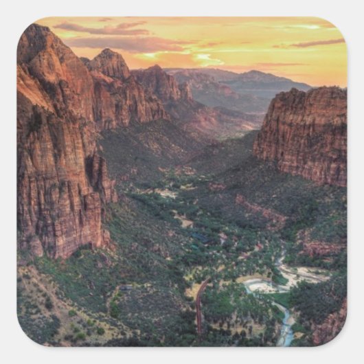 Nationaal Park Zion Canyon Vierkante Sticker (Voorkant)