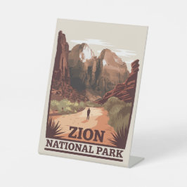 Nationaal Park Zion Reclamebord Met Voetstuk