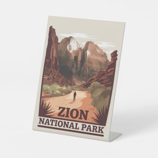 Nationaal Park Zion Reclamebord Met Voetstuk (Voorkant)