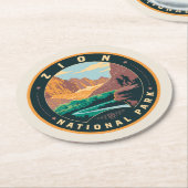 Nationaal Park Zion Ronde Kartonnen Onderzetter (Gebogen)