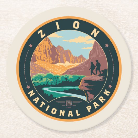 Nationaal Park Zion Ronde Kartonnen Onderzetter (Voorkant)
