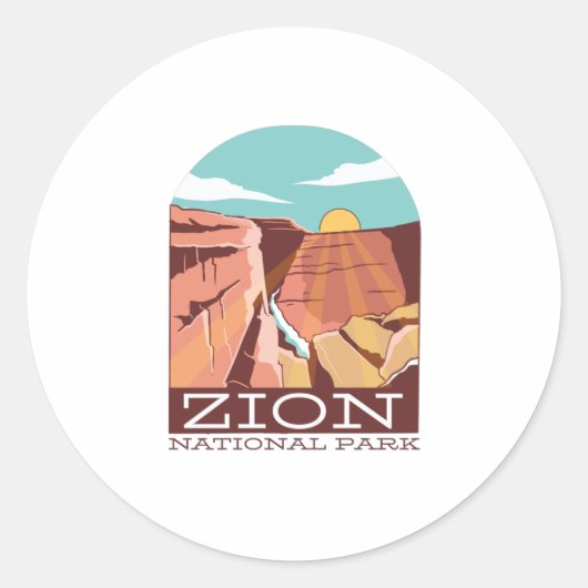 Nationaal Park Zion Ronde Sticker (Voorkant)