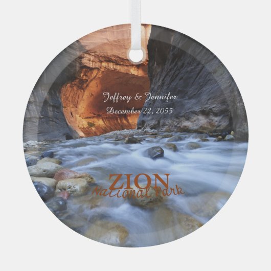 Nationaal Park Zion, The Narrows, Name, Circle Glas Ornament (Voorkant)