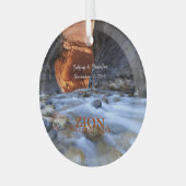 Nationaal Park Zion, The Narrows, Name, Circle Glas Ornament (Voorkant links)