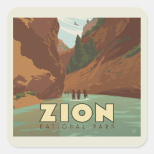Nationaal park Zion   The Narrows Vierkante Sticker