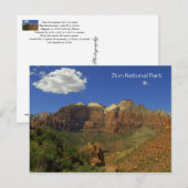 Nationaal Park Zion, Utah Briefkaart (Voorkant / Achterkant)