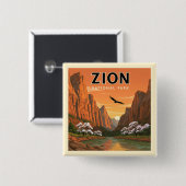 Nationaal Park  Zion Vierkante Button 5,1 Cm (Voorkant /achterkant)