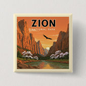 Nationaal Park  Zion Vierkante Button 5,1 Cm (Voorkant)