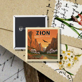Nationaal Park  Zion Vierkante Button 5,1 Cm
