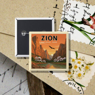 Nationaal Park Zion Vierkante Button 5,1 Cm