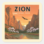 Nationaal Park  Zion Vierkante Sticker (Voorkant)
