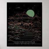 Nationaal Park Zuid-Dakota van de  Retro Badlands Poster (Voorkant)