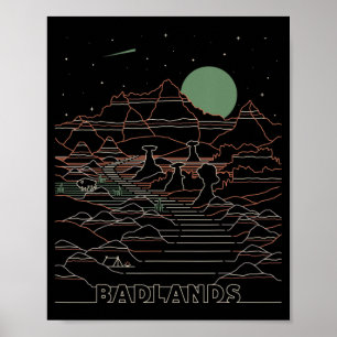 Nationaal Park Zuid-Dakota van de  Retro Badlands Poster