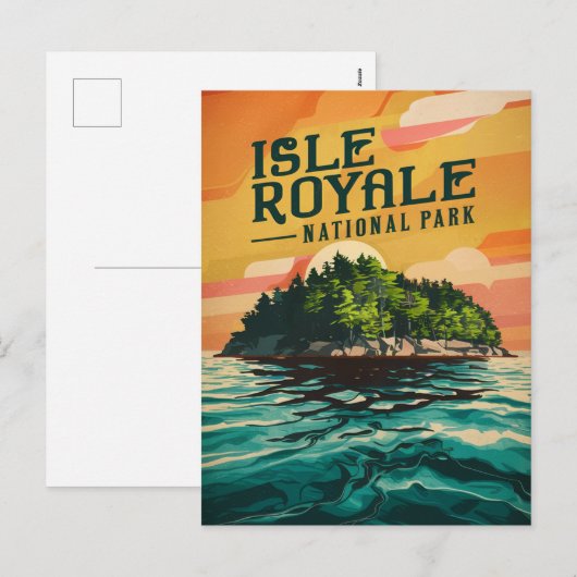 Nationaal Poster Retro Isle Royale Feestdagenkaart (Voorkant / Achterkant)