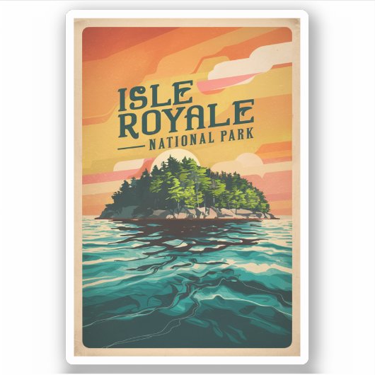 Nationaal Poster Retro Isle Royale Sticker (Voorkant)