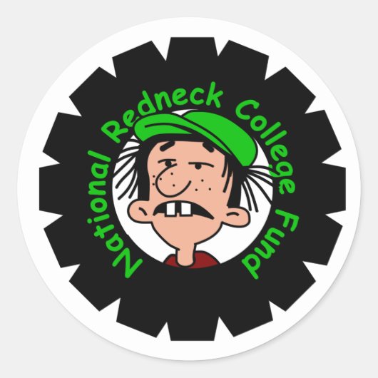 Nationaal Redneck Fonds Ronde Sticker (Voorkant)