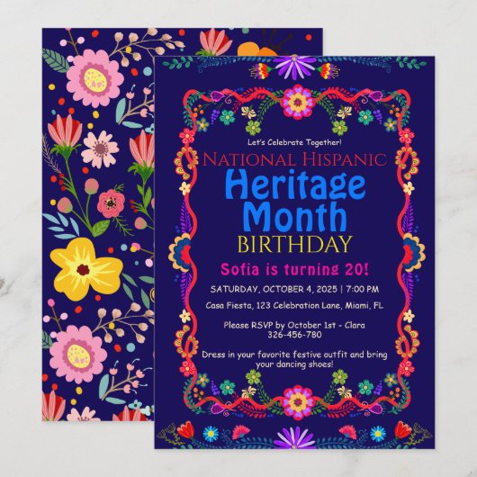 Nationaal Spaans erfgoed Verjaardag Kleurrijke vlo Kaart (Voorkant / Achterkant)