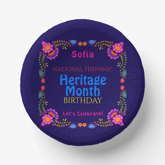 Nationaal Spaans erfgoed Verjaardag Kleurrijke vlo Papieren Kommen (Voorkant)