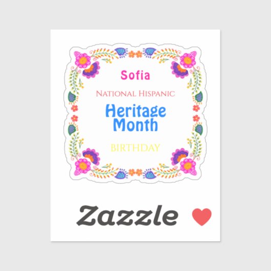 Nationaal Spaans erfgoed Verjaardag Kleurrijke vlo Sticker (Vel)