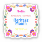 Nationaal Spaans erfgoed Verjaardag Kleurrijke vlo Sticker (Voorkant)