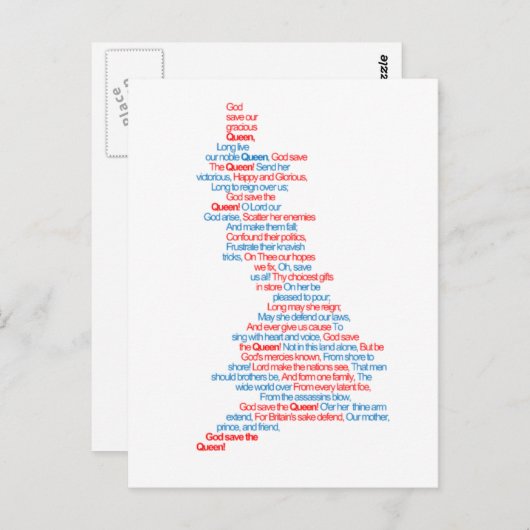 Nationaal volkslied briefkaart (Voorkant / Achterkant)