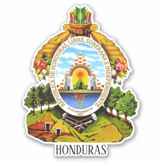 Nationaal wapenschild van Honduras Sticker (Voorkant)