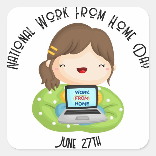 Nationaal werk vanaf Home Day Custom Vierkante Sticker (Voorkant)