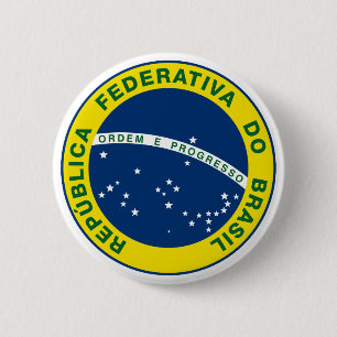 Nationaal zegel van Brazilië Ronde Button 5,7 Cm