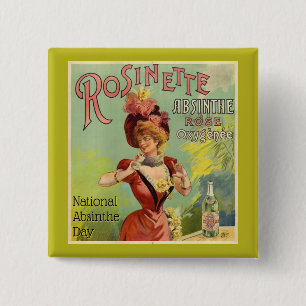 National Absinthe Day, vintage poster Vierkante Button 5,1 Cm