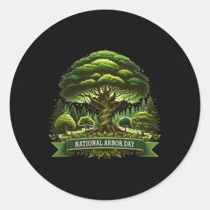 National Arbor Day Tree Care for a Happy Arbor Day Ronde Sticker