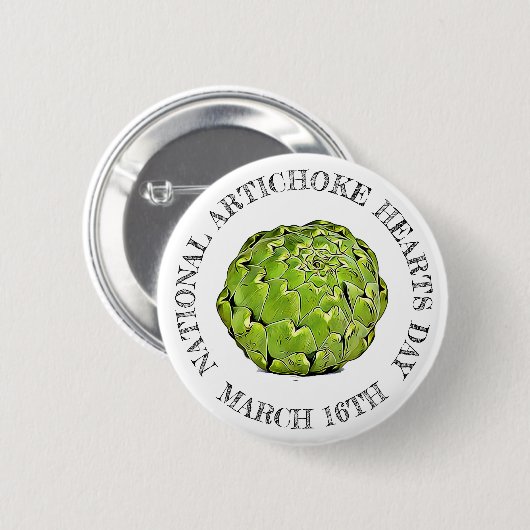 National Artichoke Hearts Day 16 maart Button (Voorkant /achterkant)