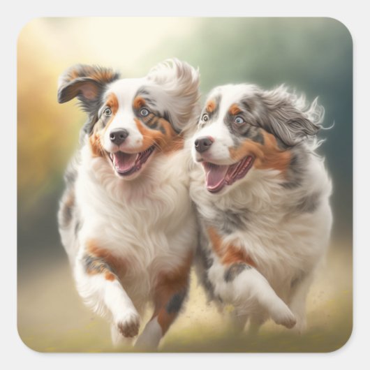 National Australian Shepherd Day, Aussie Dog Vierkante Sticker (Voorkant)