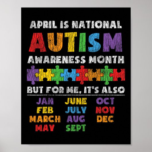 National Autism Awerness Maandbericht Autistic Kin Poster (Voorkant)