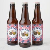 National Beer Day USA Flag Cartoon Beers Proost Bier Etiket (Flessen)