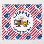 National Beer Day USA Flag Cartoon Beers Proost Bier Etiket (Enkel label)