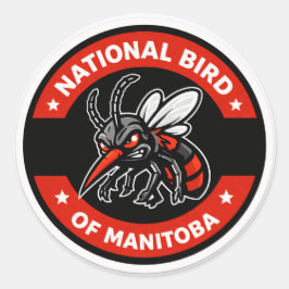 National Bird of Manitoba Funny Winnipeg Mosquito  Ronde Sticker