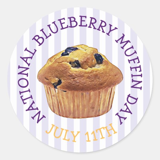National Blueberry Muffin Day Juli Magnet Ronde Sticker (Voorkant)