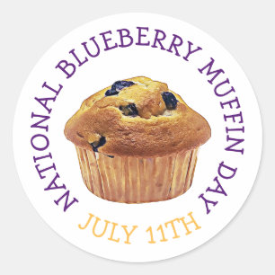 National Blueberry Muffin Day Juli Magnet Ronde Sticker