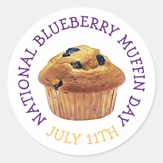 National Blueberry Muffin Day Juli Magnet Ronde Sticker (Voorkant)