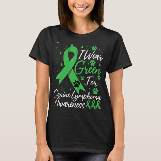 National Canine Lymphoma Awareness Day Green Dog R T-shirt (Voorkant)